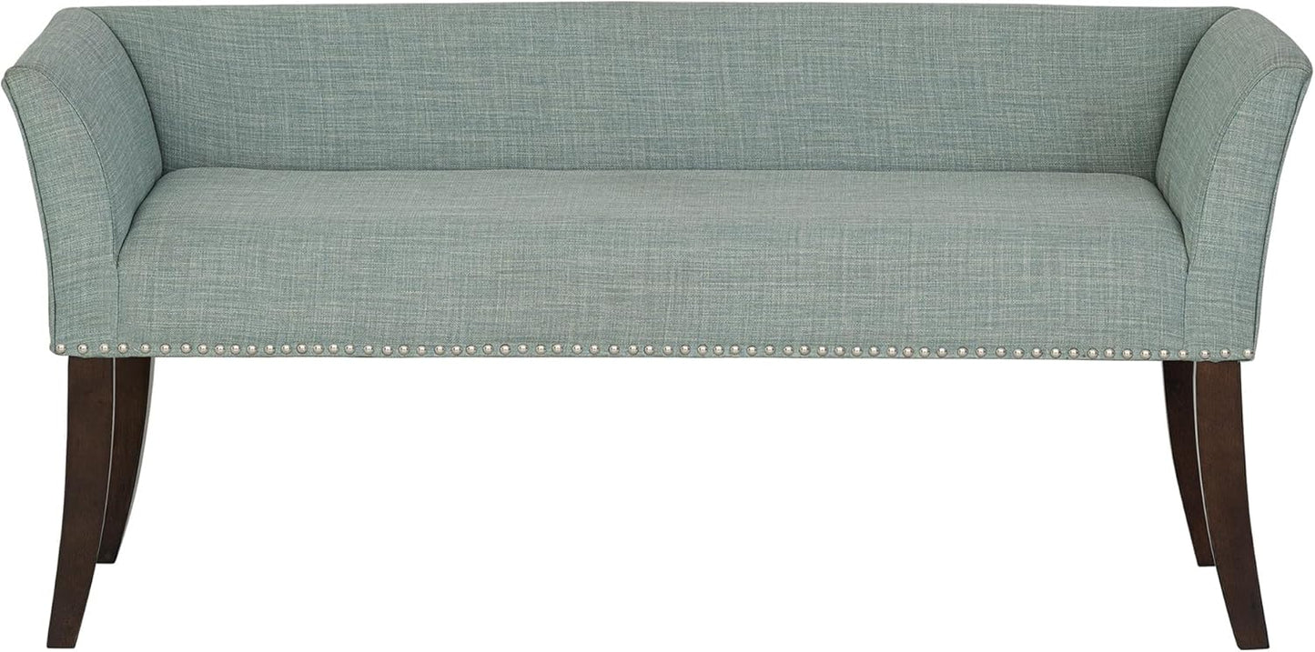Madison Park Accent Bench, Upholstered with Nailhead Trim, & Padded Seat Entryway Bench Small, End of Bed Bench with Back, 49.5" W x 19.25" D x 23" H, Grey