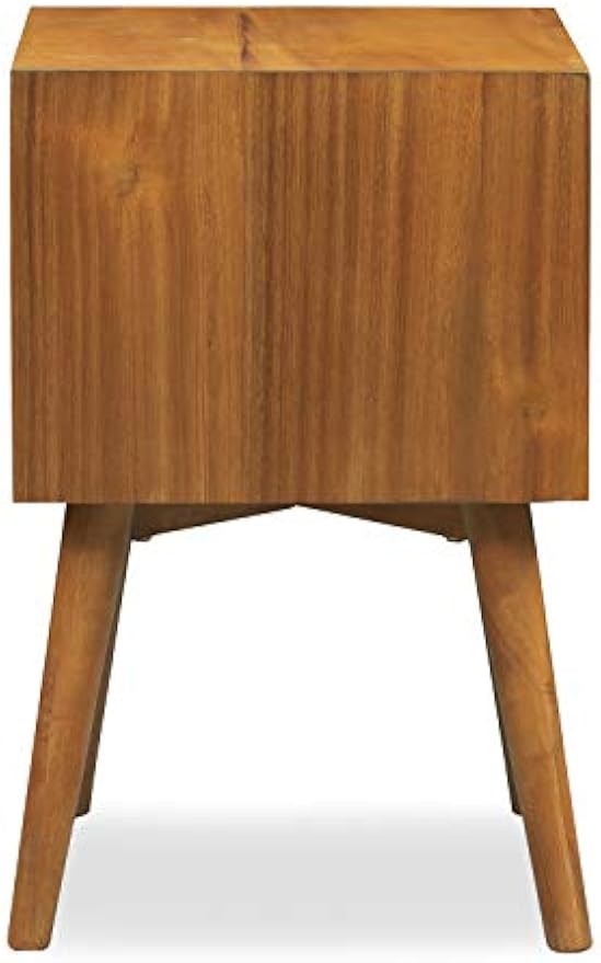 Edgemod Mid-Century Modern Nightstand – Solid Wood Bedside Table with 2 Drawers, Acorn Walnut Finish, 23.5" Tall