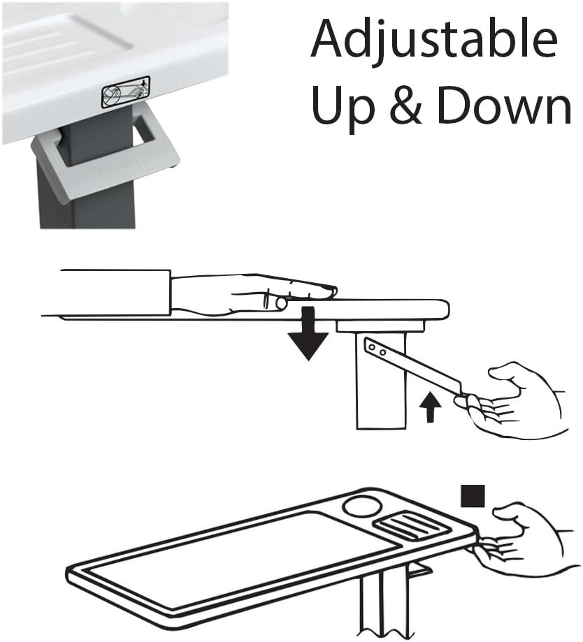 Carex Rolling Overbed Table, Hospital Bed Table, Laptop Tables for Recliner, Bed, Bedside and Sofa, Computer Tables, Hospital Tray, Adjustable with Wheels and Secure Height Adjustment