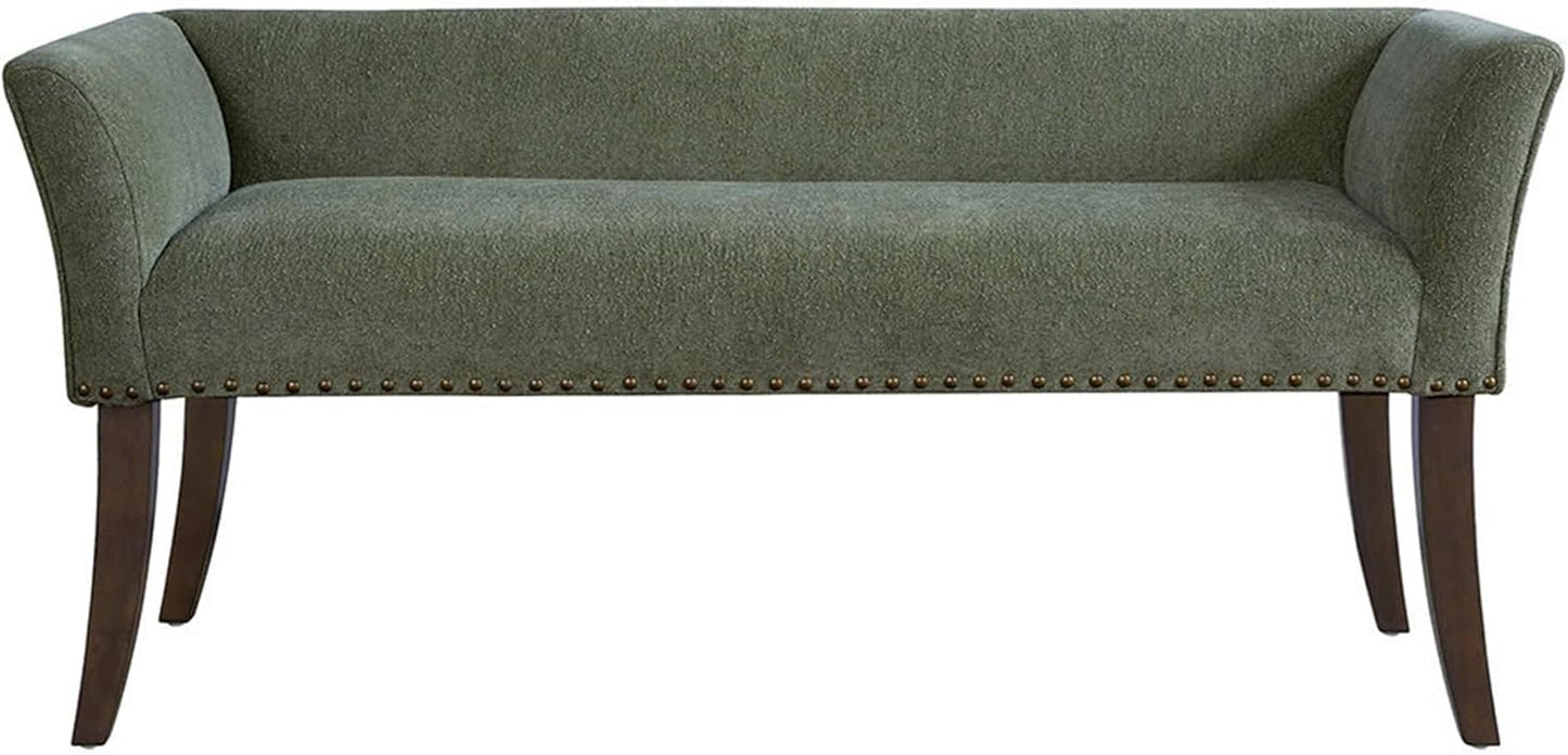 Madison Park Accent Bench, Upholstered with Nailhead Trim, & Padded Seat Entryway Bench Small, End of Bed Bench with Back, 49.5" W x 19.25" D x 23" H, Grey
