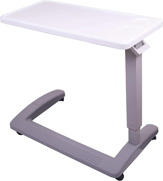 Carex Rolling Overbed Table, Hospital Bed Table, Laptop Tables for Recliner, Bed, Bedside and Sofa, Computer Tables, Hospital Tray, Adjustable with Wheels and Secure Height Adjustment