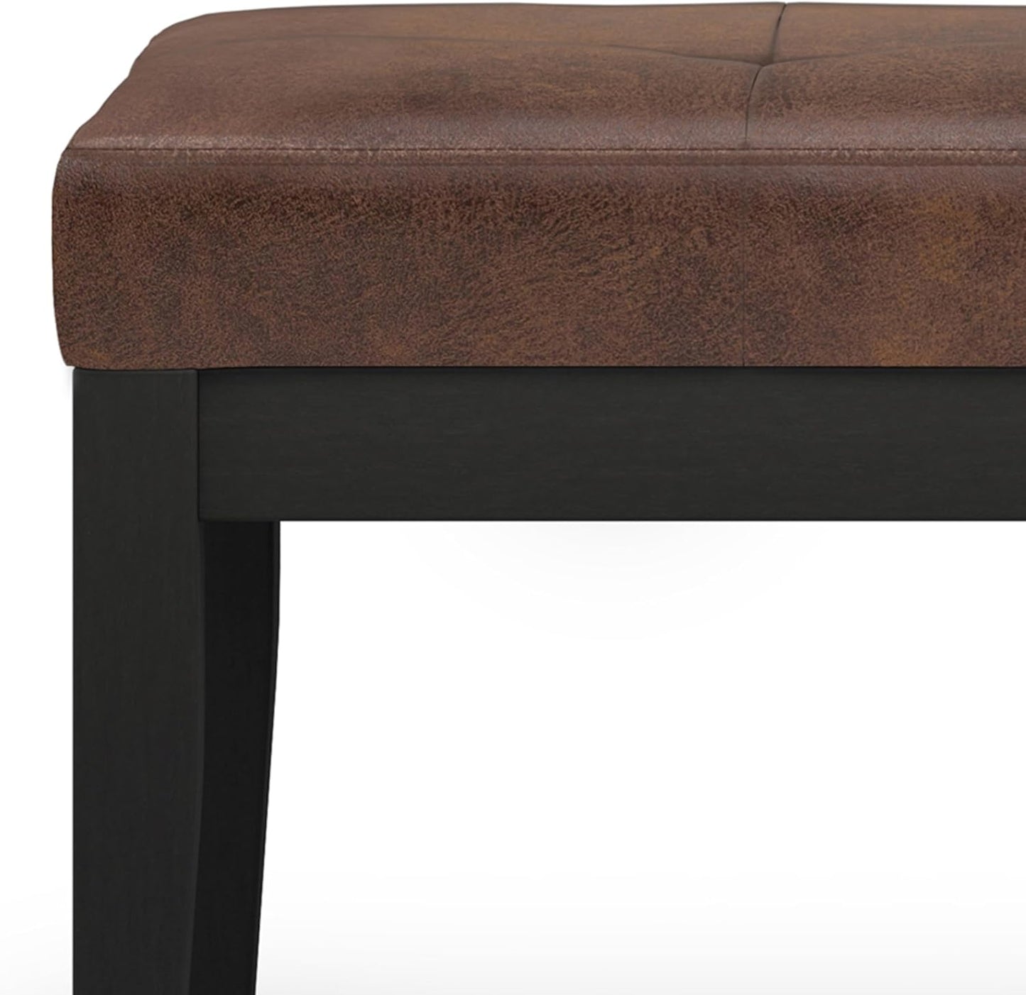 SIMPLIHOME Lacey 41 inch Wide Contemporary Rectangle Tufted Ottoman Bench in Distressed Chestnut Brown Vegan Faux Leather, Assembled, For the Living Room and Bedroom