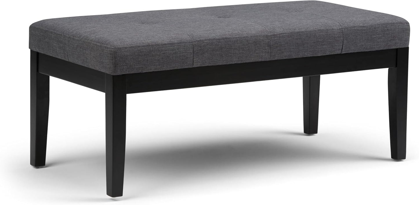 SIMPLIHOME Lacey 41 inch Wide Contemporary Rectangle Tufted Ottoman Bench in Distressed Chestnut Brown Vegan Faux Leather, Assembled, For the Living Room and Bedroom