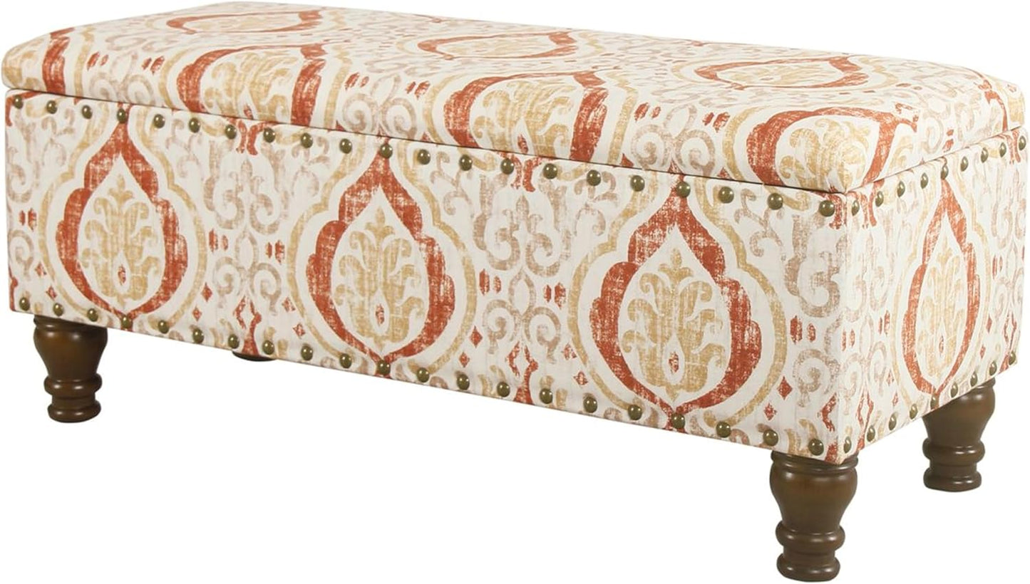HomePop Large Storage Bench with Nailhead Trim - Taupe and Cream