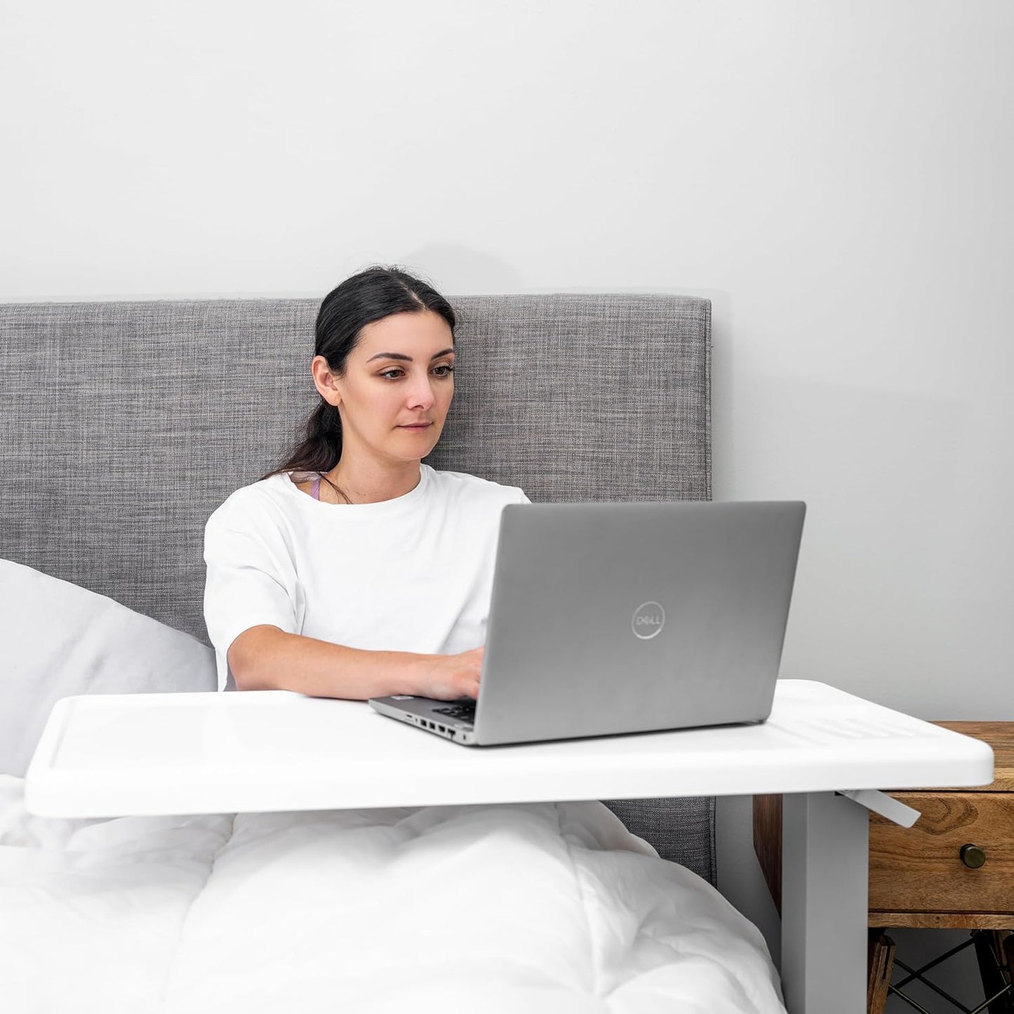 Carex Rolling Overbed Table, Hospital Bed Table, Laptop Tables for Recliner, Bed, Bedside and Sofa, Computer Tables, Hospital Tray, Adjustable with Wheels and Secure Height Adjustment