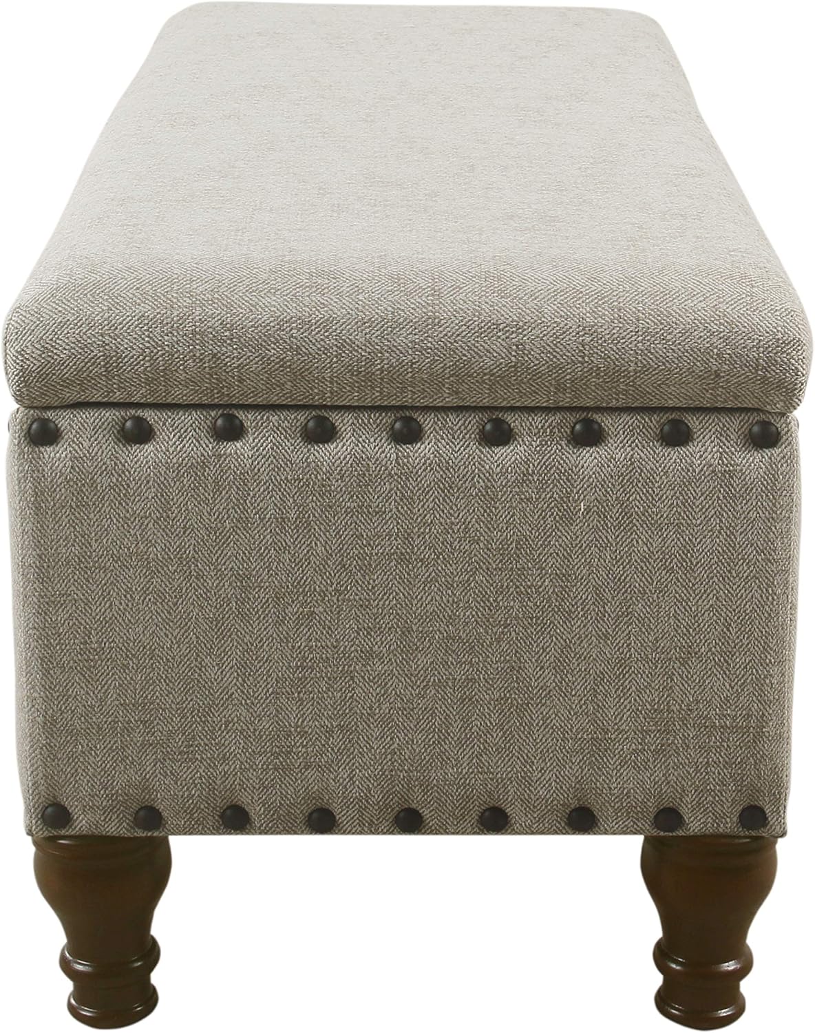 HomePop Large Storage Bench with Nailhead Trim - Taupe and Cream